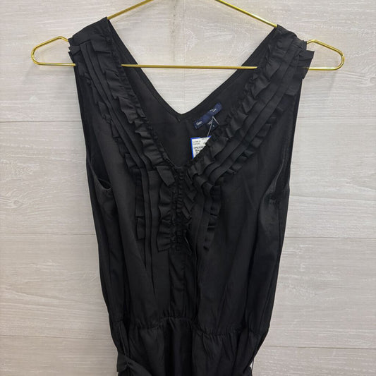Gap Black Sleeveless Ruffle Detail Tie Waist Dress Small