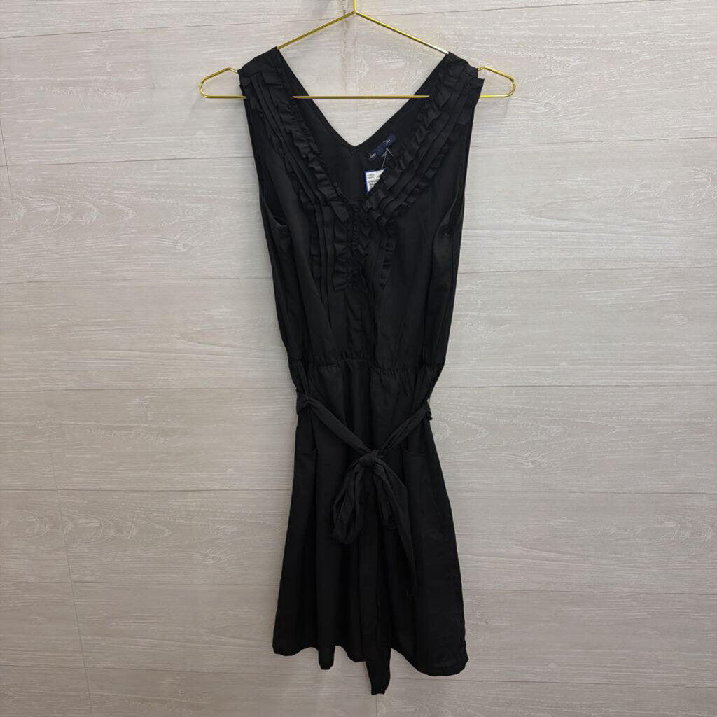 Gap Black Sleeveless Ruffle Detail Tie Waist Dress Small