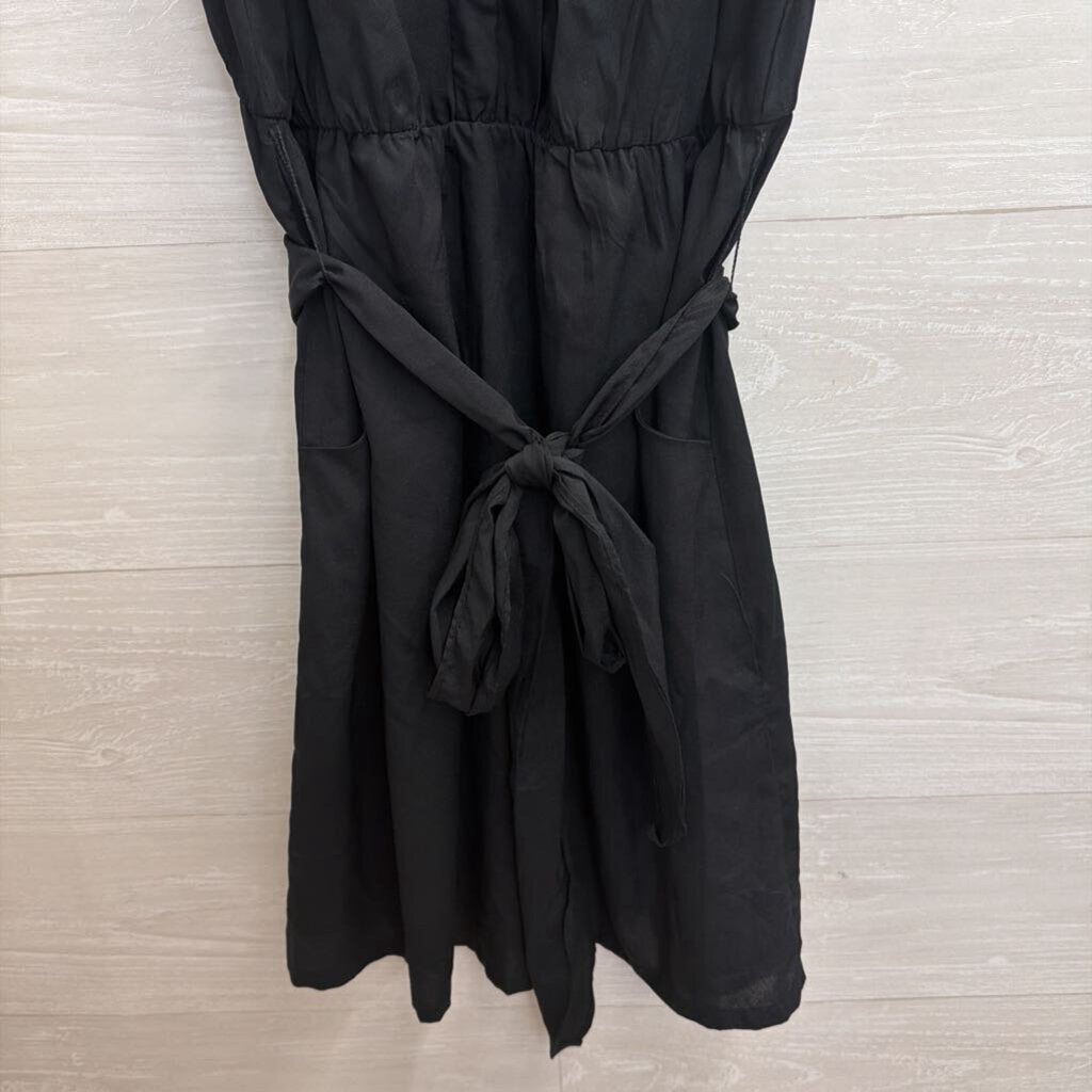 Gap Black Sleeveless Ruffle Detail Tie Waist Dress Small