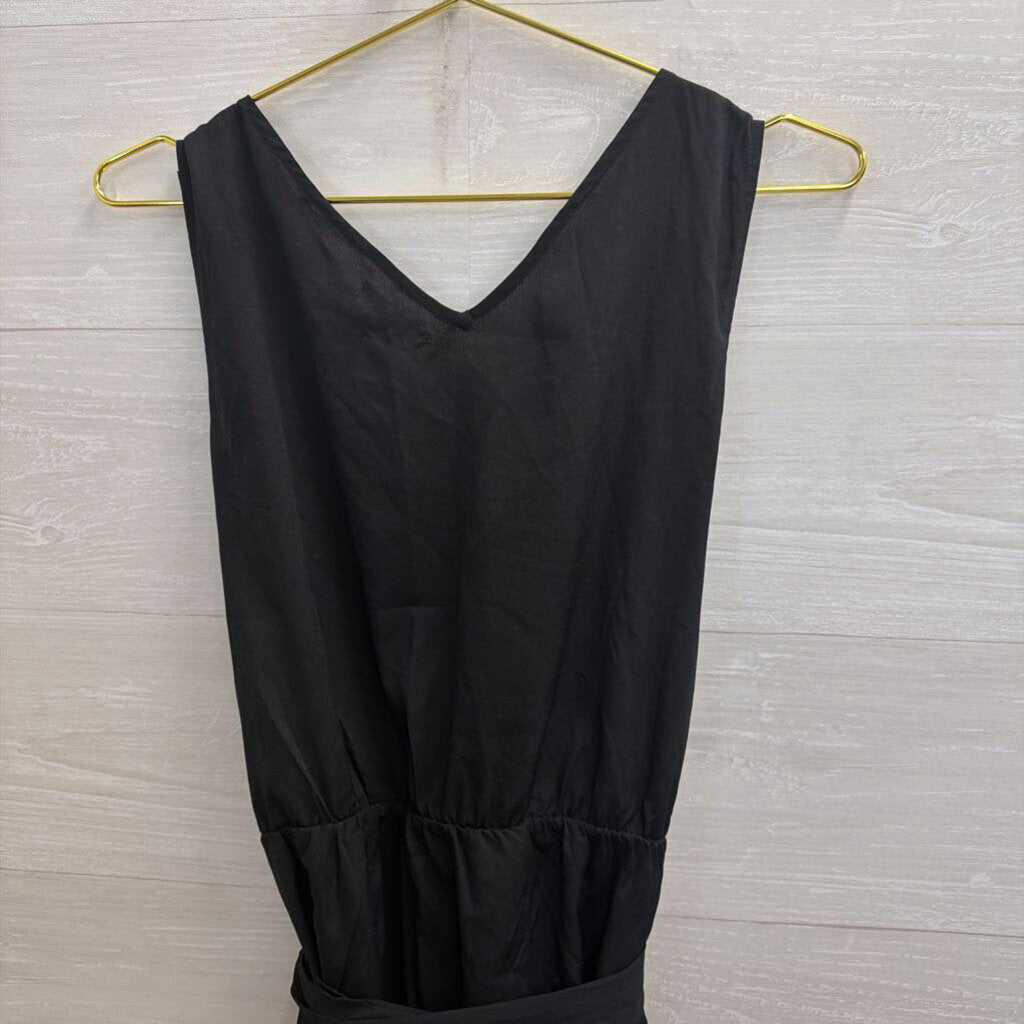 Gap Black Sleeveless Ruffle Detail Tie Waist Dress Small