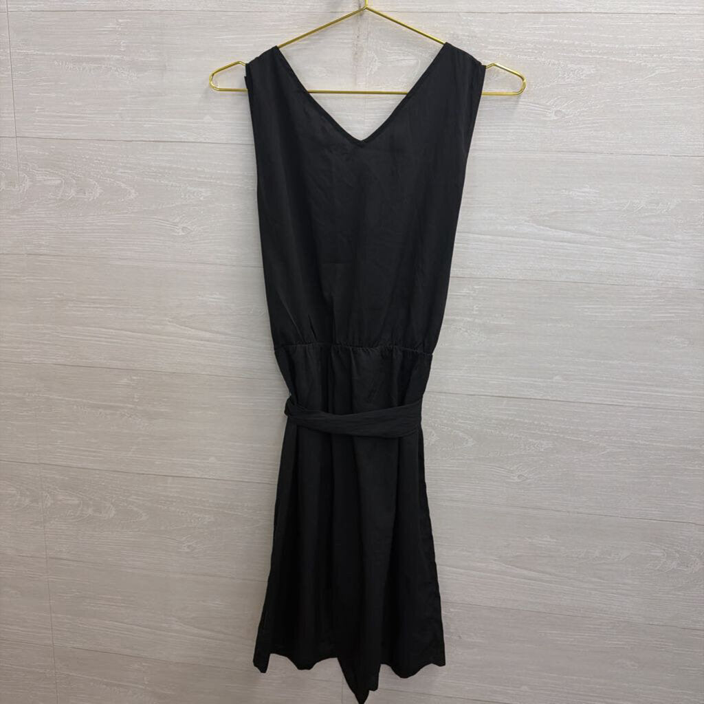 Gap Black Sleeveless Ruffle Detail Tie Waist Dress Small