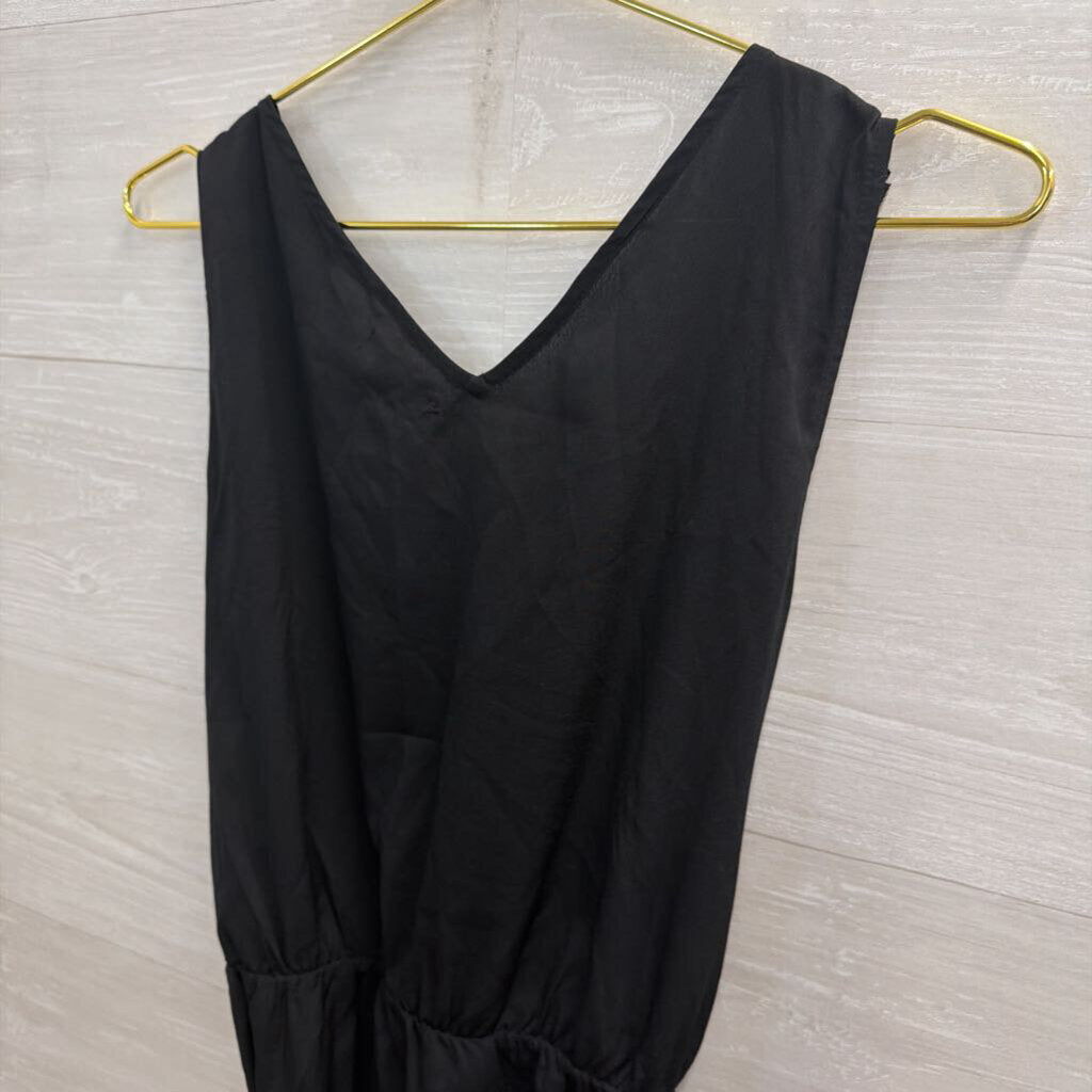 Gap Black Sleeveless Ruffle Detail Tie Waist Dress Small