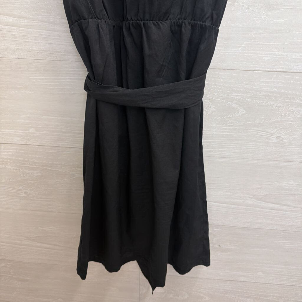 Gap Black Sleeveless Ruffle Detail Tie Waist Dress Small