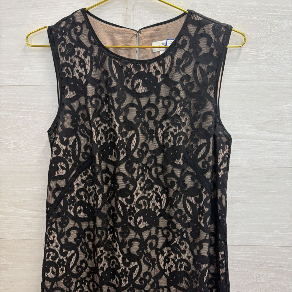Loft Black/ Beige Lace Sleeveless Shift Dress 6