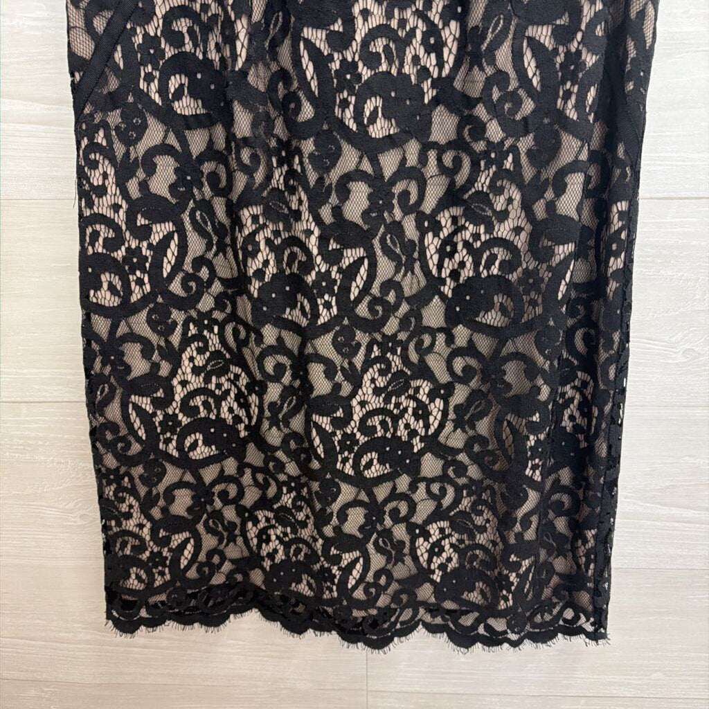 Loft Black/ Beige Lace Sleeveless Shift Dress 6