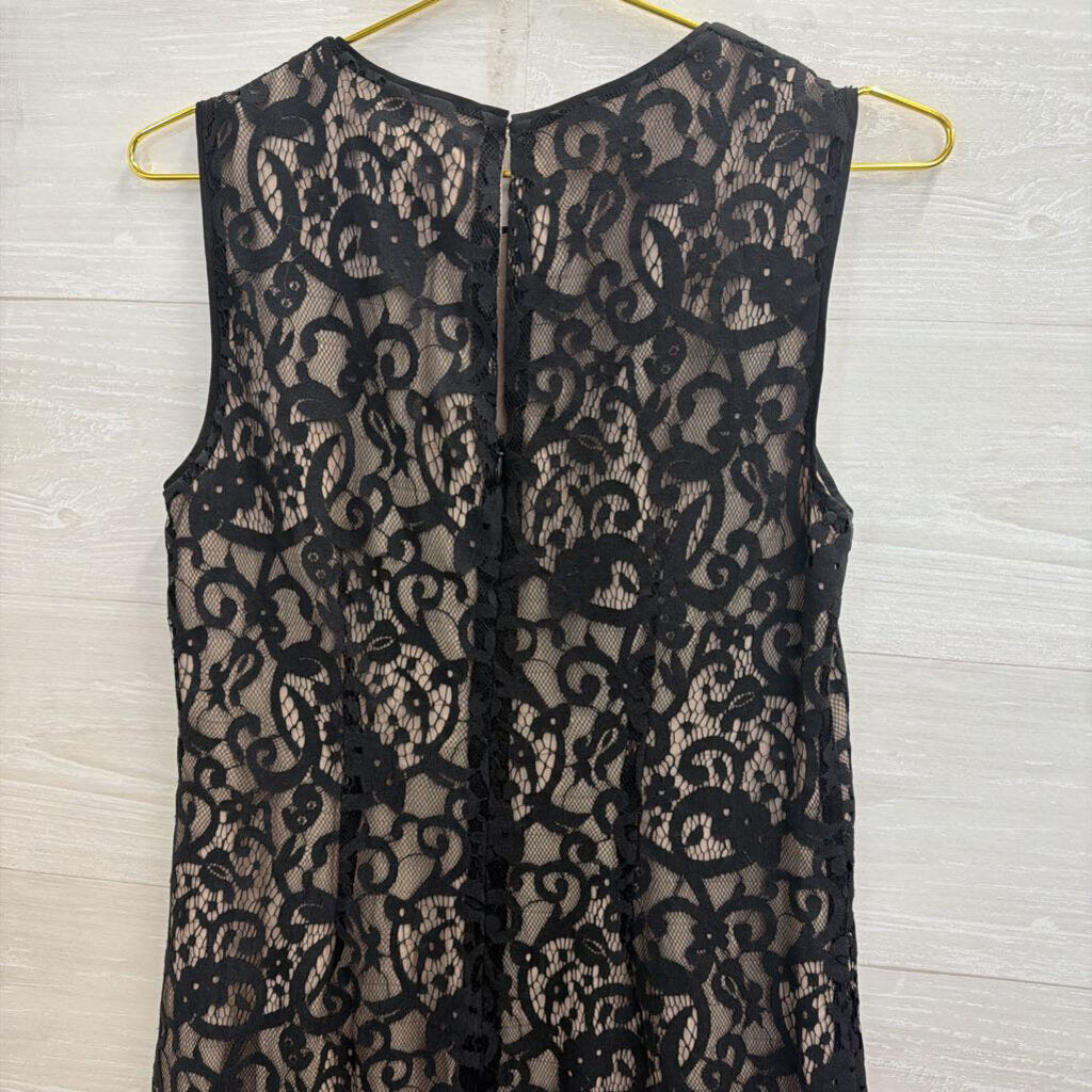 Loft Black/ Beige Lace Sleeveless Shift Dress 6