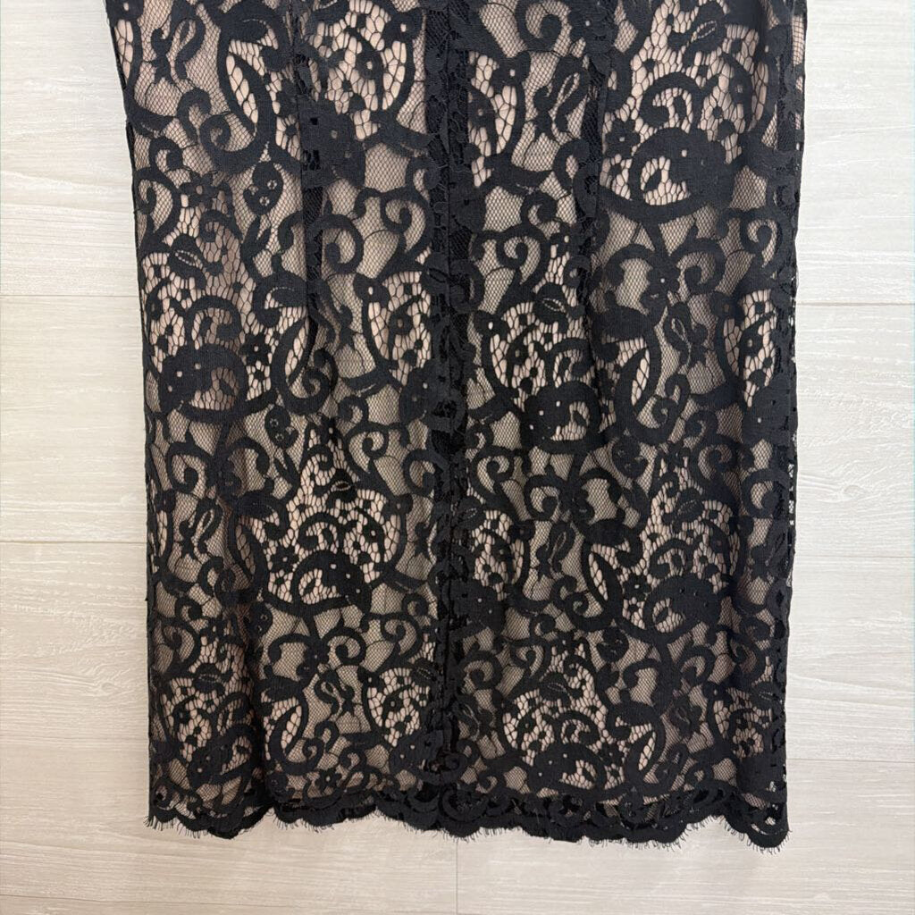 Loft Black/ Beige Lace Sleeveless Shift Dress 6