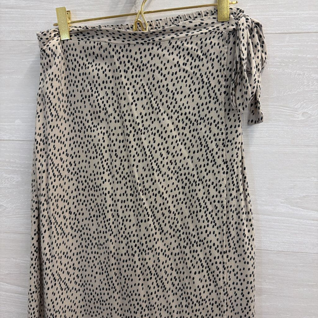 Urban Romantics Beige/ Black Print Wrap Midi Skirt Medium