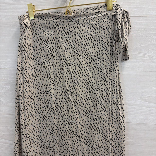 Urban Romantics Beige/ Black Print Wrap Midi Skirt Medium
