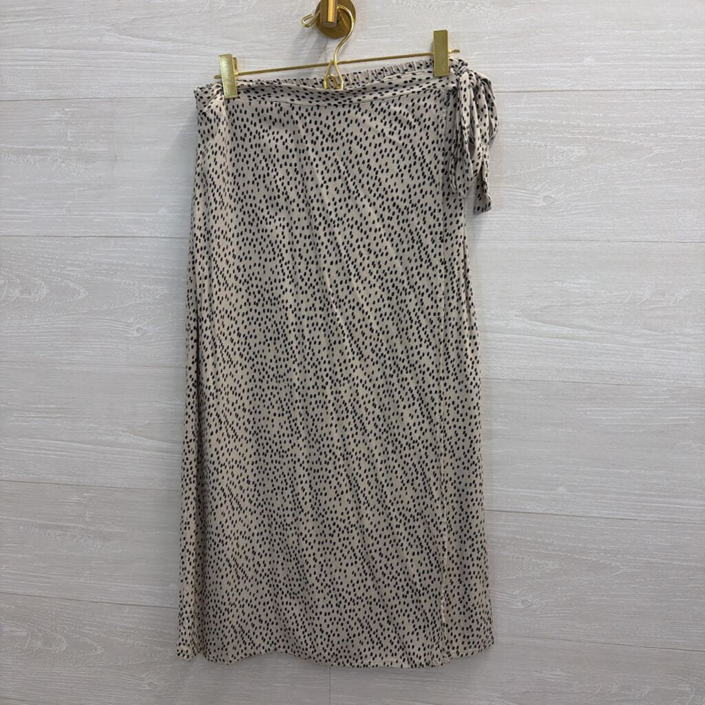 Urban Romantics Beige/ Black Print Wrap Midi Skirt Medium