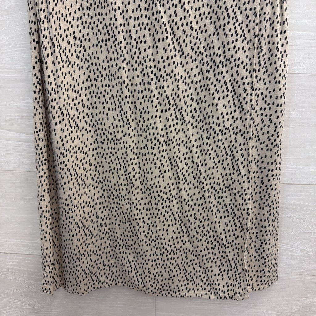 Urban Romantics Beige/ Black Print Wrap Midi Skirt Medium