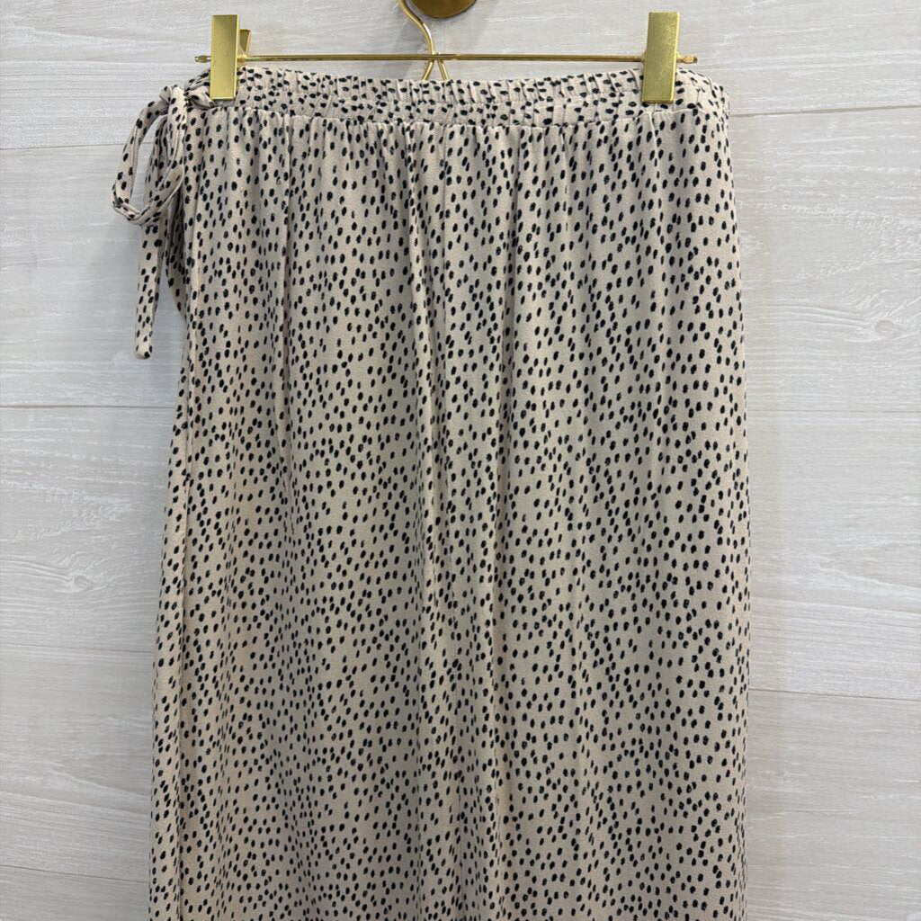 Urban Romantics Beige/ Black Print Wrap Midi Skirt Medium