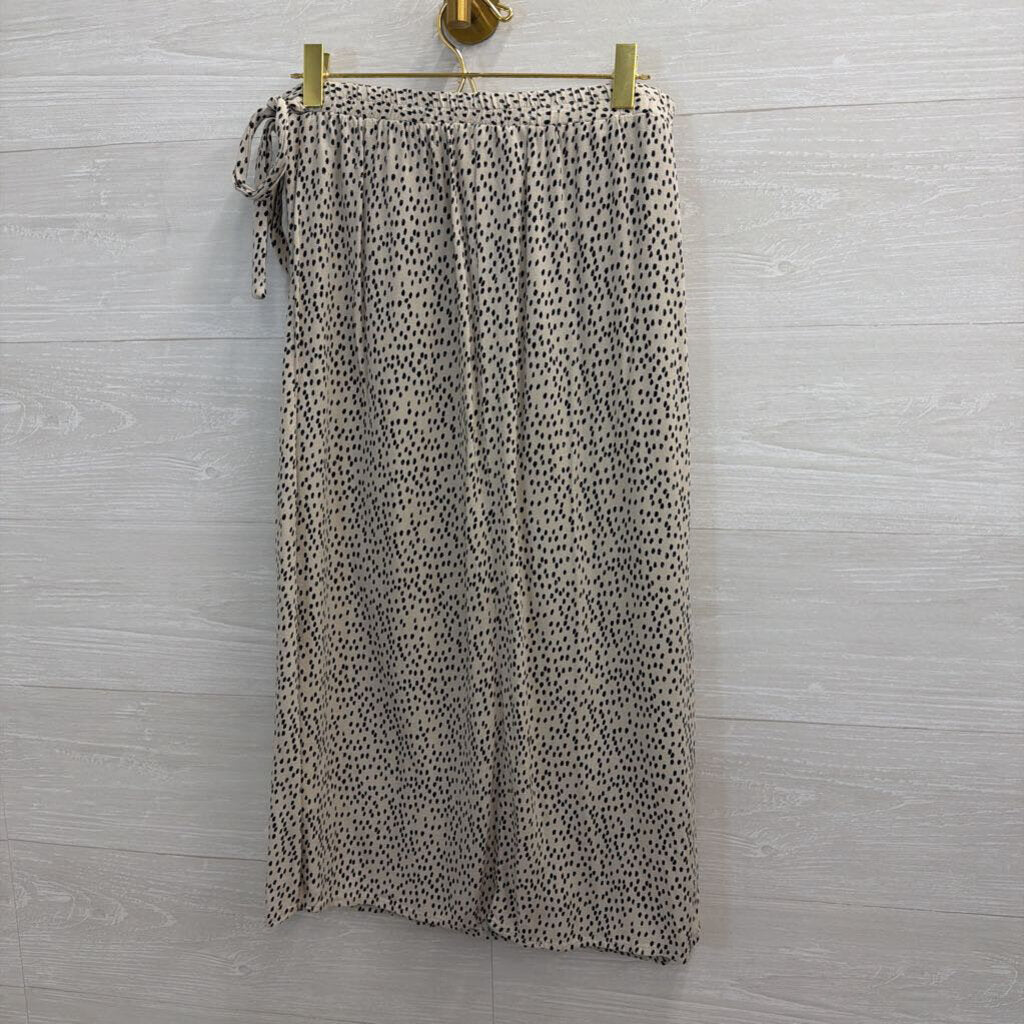 Urban Romantics Beige/ Black Print Wrap Midi Skirt Medium