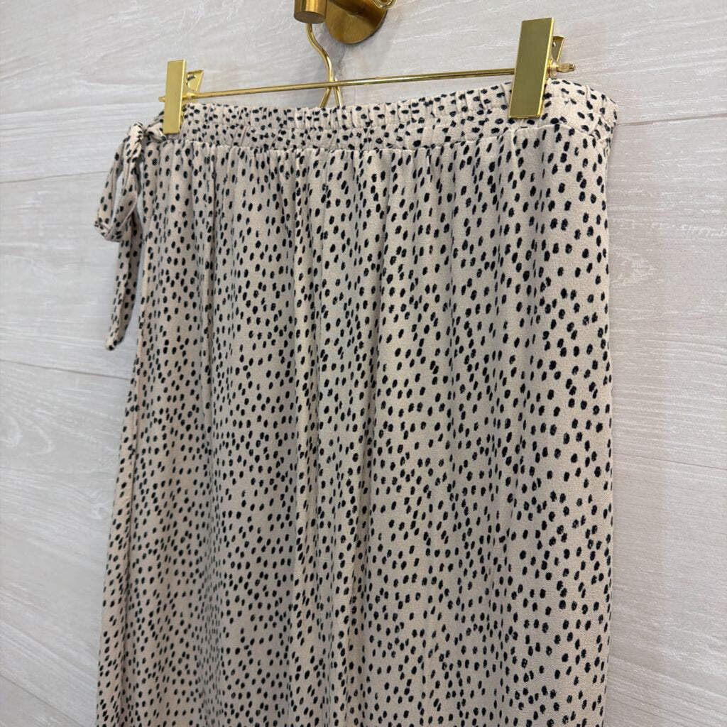 Urban Romantics Beige/ Black Print Wrap Midi Skirt Medium
