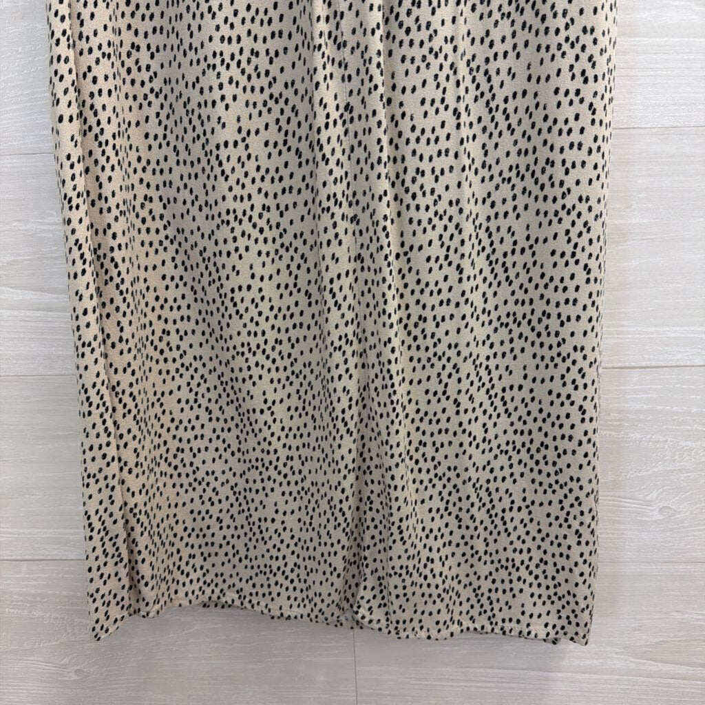 Urban Romantics Beige/ Black Print Wrap Midi Skirt Medium