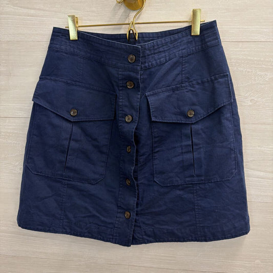 Banana Republic Navy Linen Blend Button Front Skirt 6
