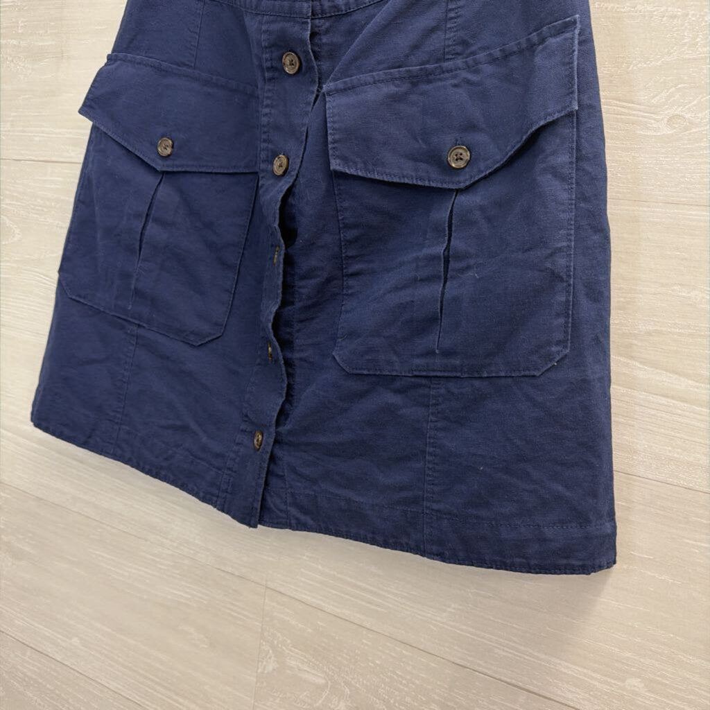 Banana Republic Navy Linen Blend Button Front Skirt 6