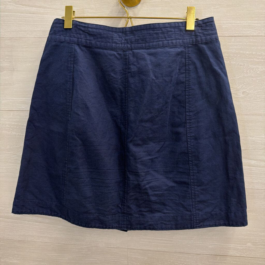 Banana Republic Navy Linen Blend Button Front Skirt 6