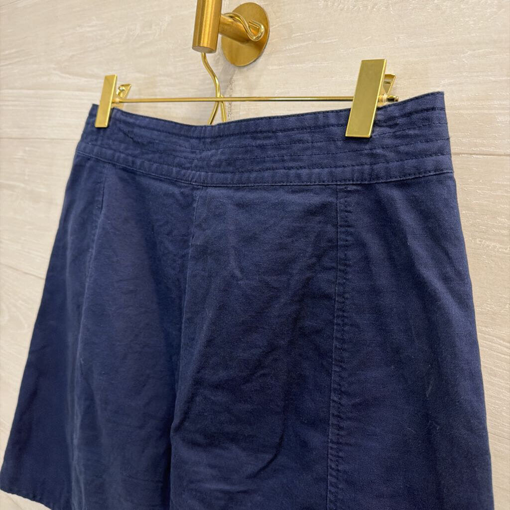 Banana Republic Navy Linen Blend Button Front Skirt 6