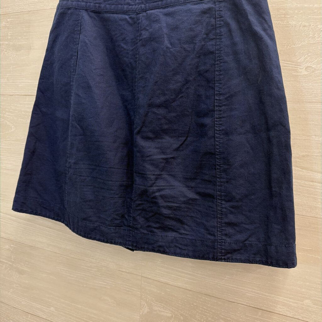 Banana Republic Navy Linen Blend Button Front Skirt 6