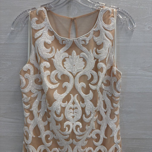 Vince Camuto Beige/ White Sequin Print Sleeveless Dress 8