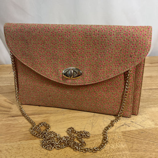 Cork/ Pink Print Envelope Crossbody Purse