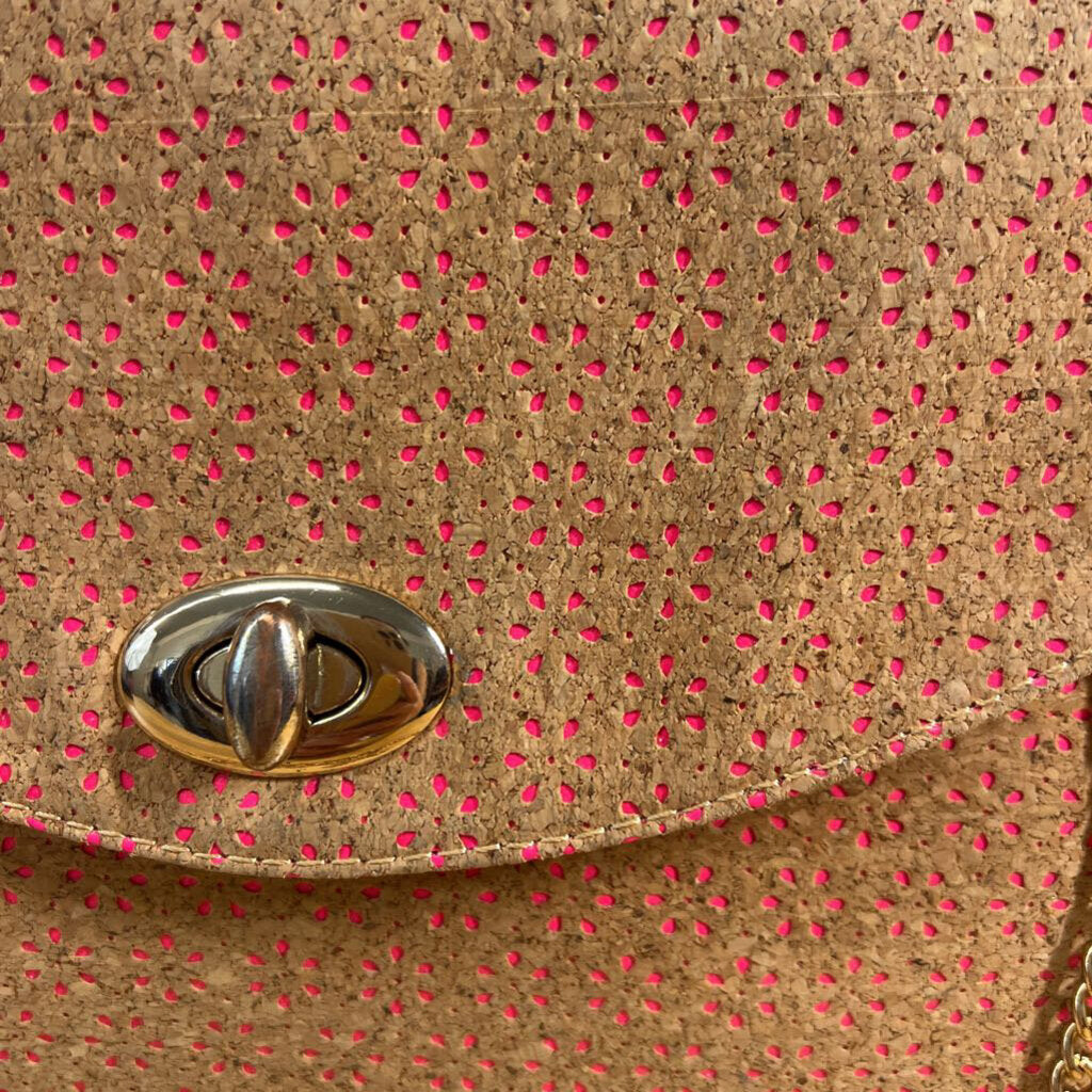 Cork/ Pink Print Envelope Crossbody Purse