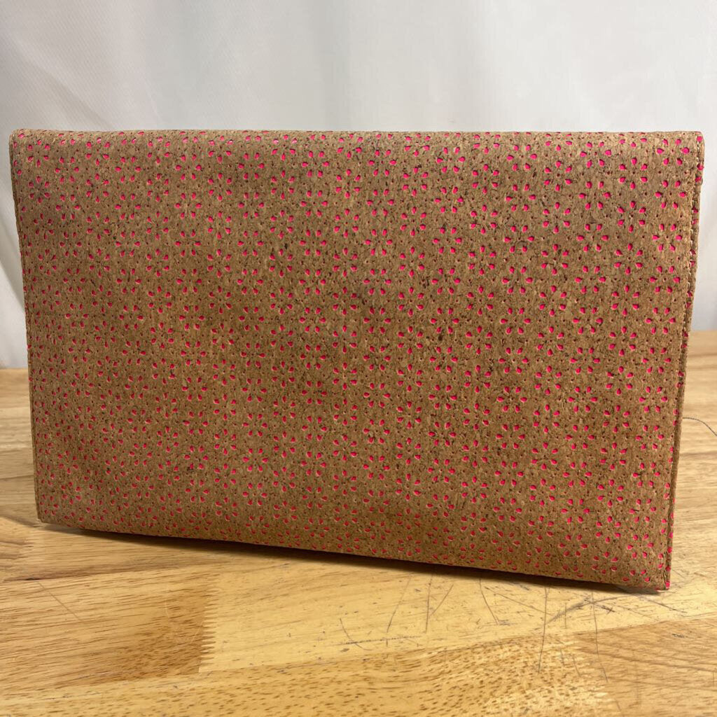 Cork/ Pink Print Envelope Crossbody Purse