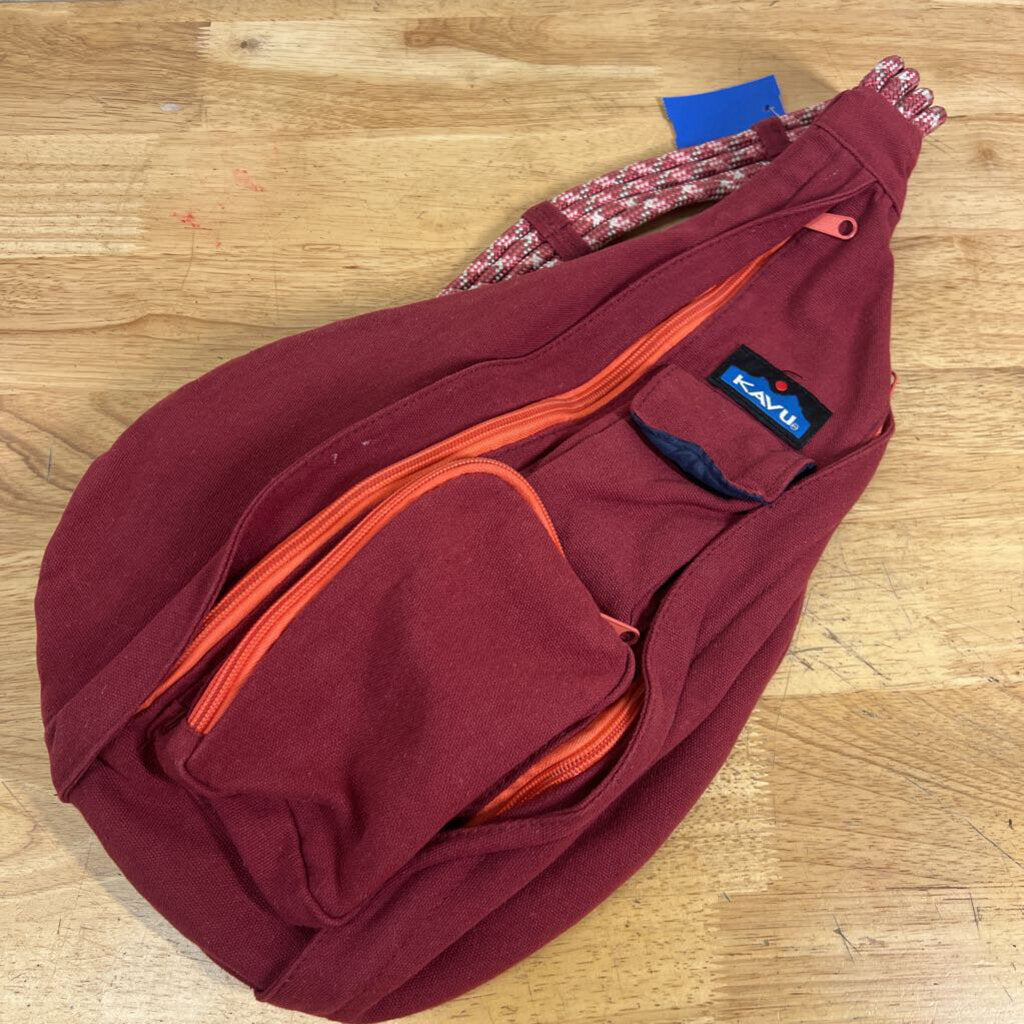 Kavu Burgundy/ Orange Rope Sling Bag