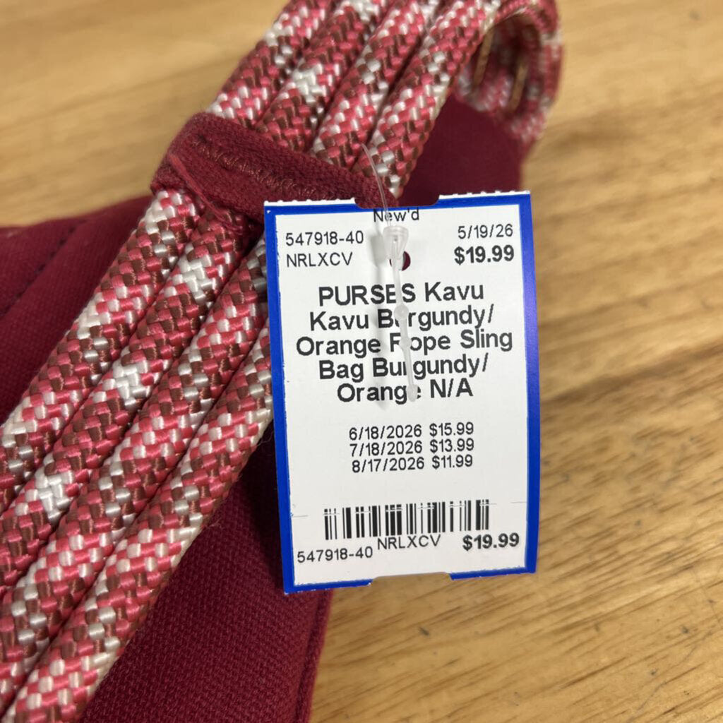 Kavu Burgundy/ Orange Rope Sling Bag