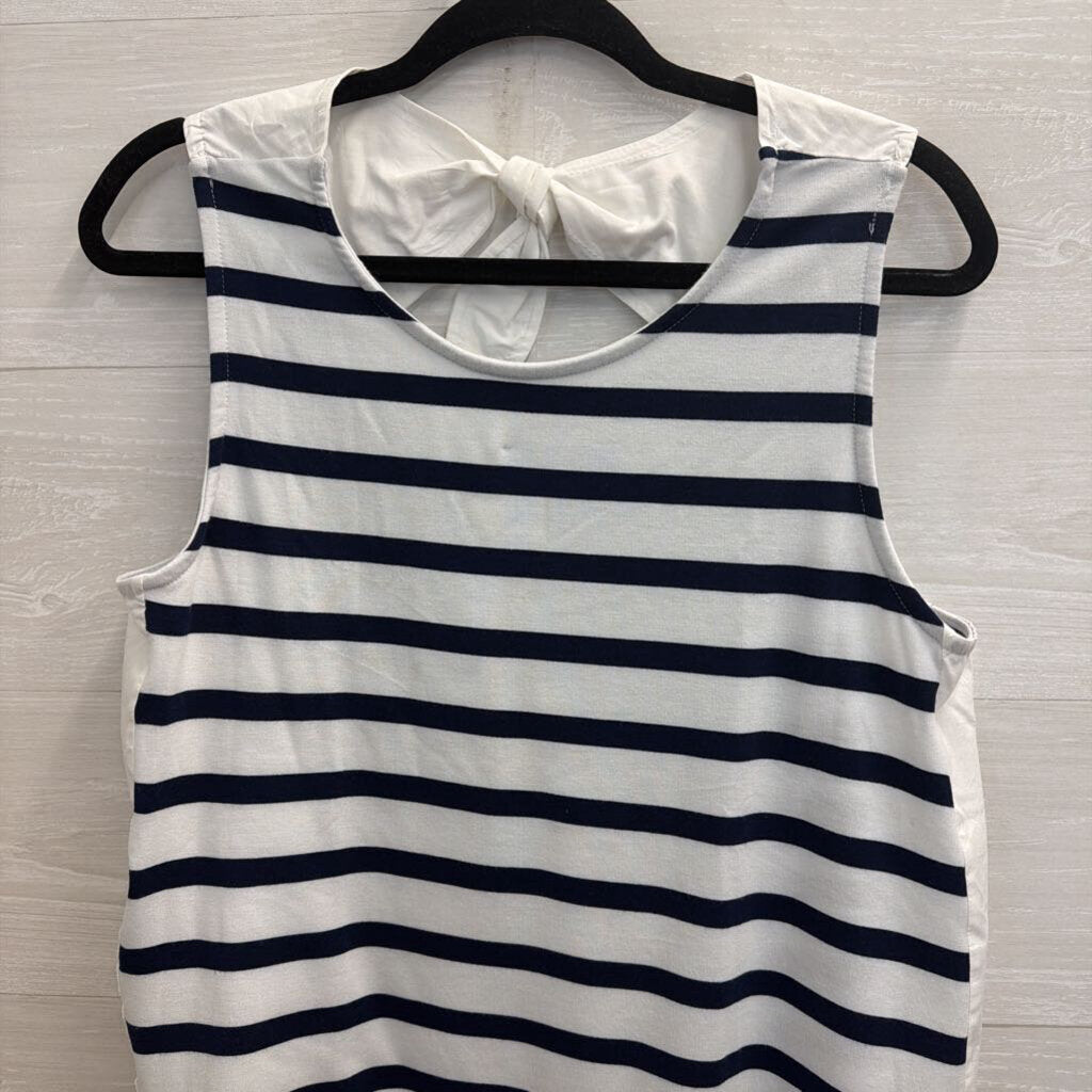 Crown and Ivy White/ Navy Striped Tank Top Large