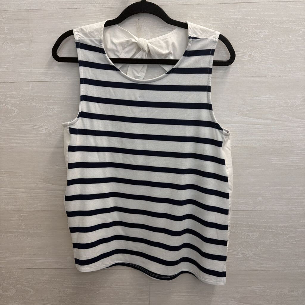 Crown and Ivy White/ Navy Striped Tank Top Large