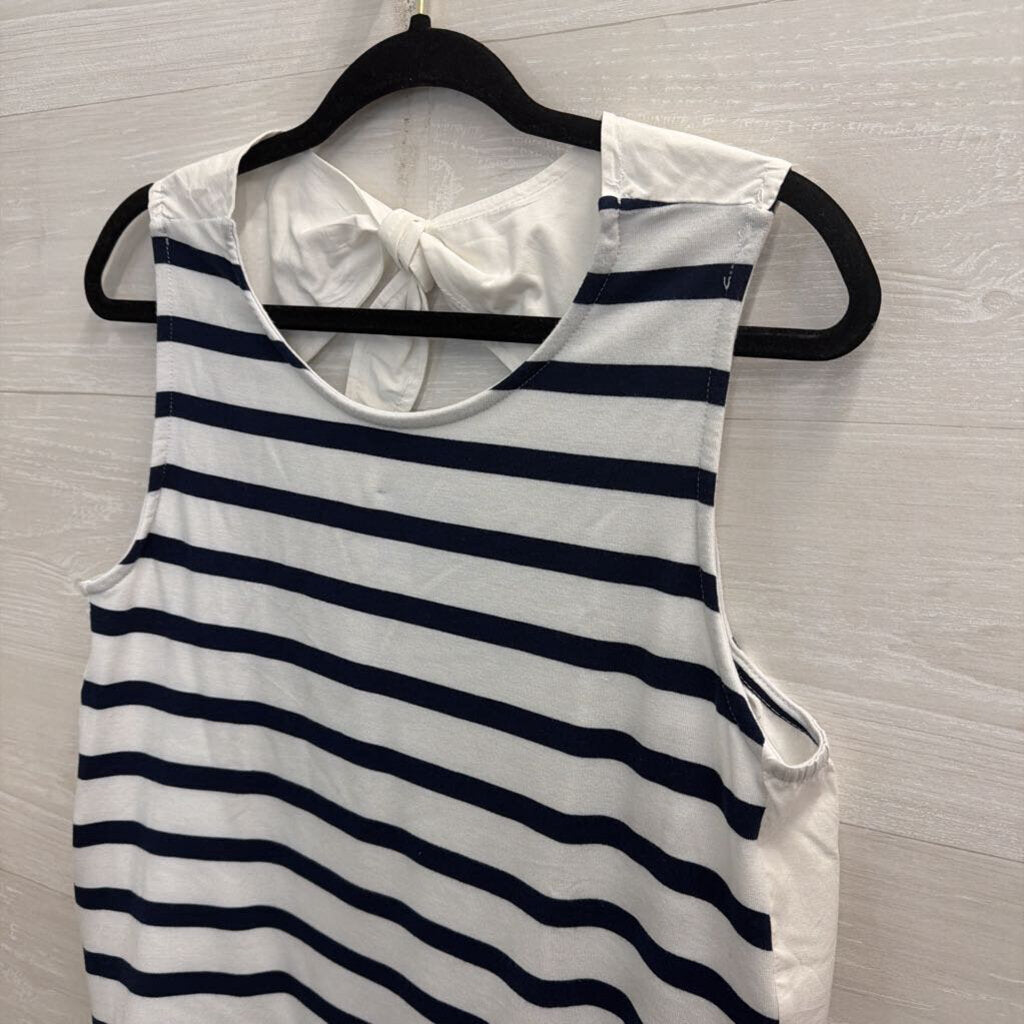 Crown and Ivy White/ Navy Striped Tank Top Large