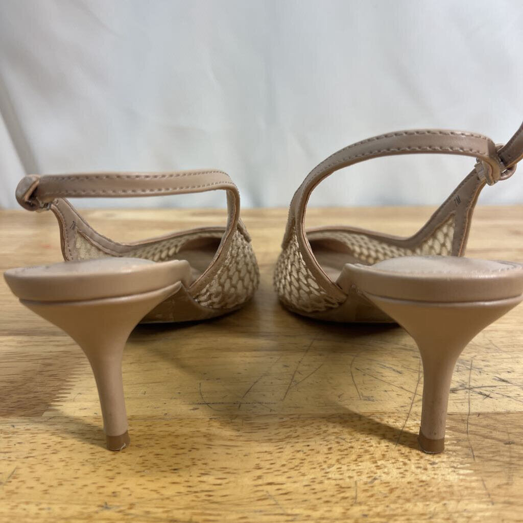 Calvin Klein Beige Mesh Slingback Pump Heels 7