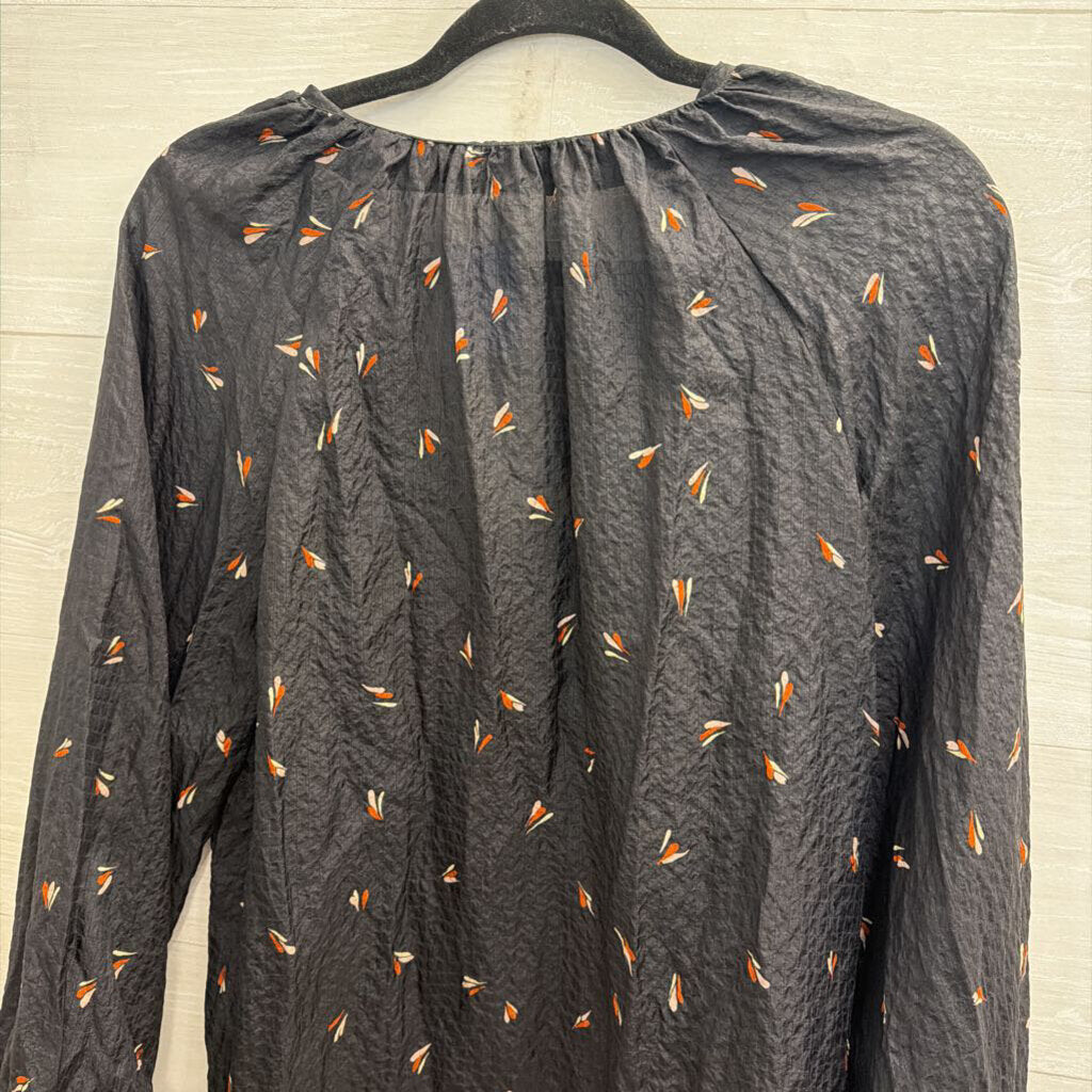 Joie Black Print Textured Long Sleeve Top Extra Small