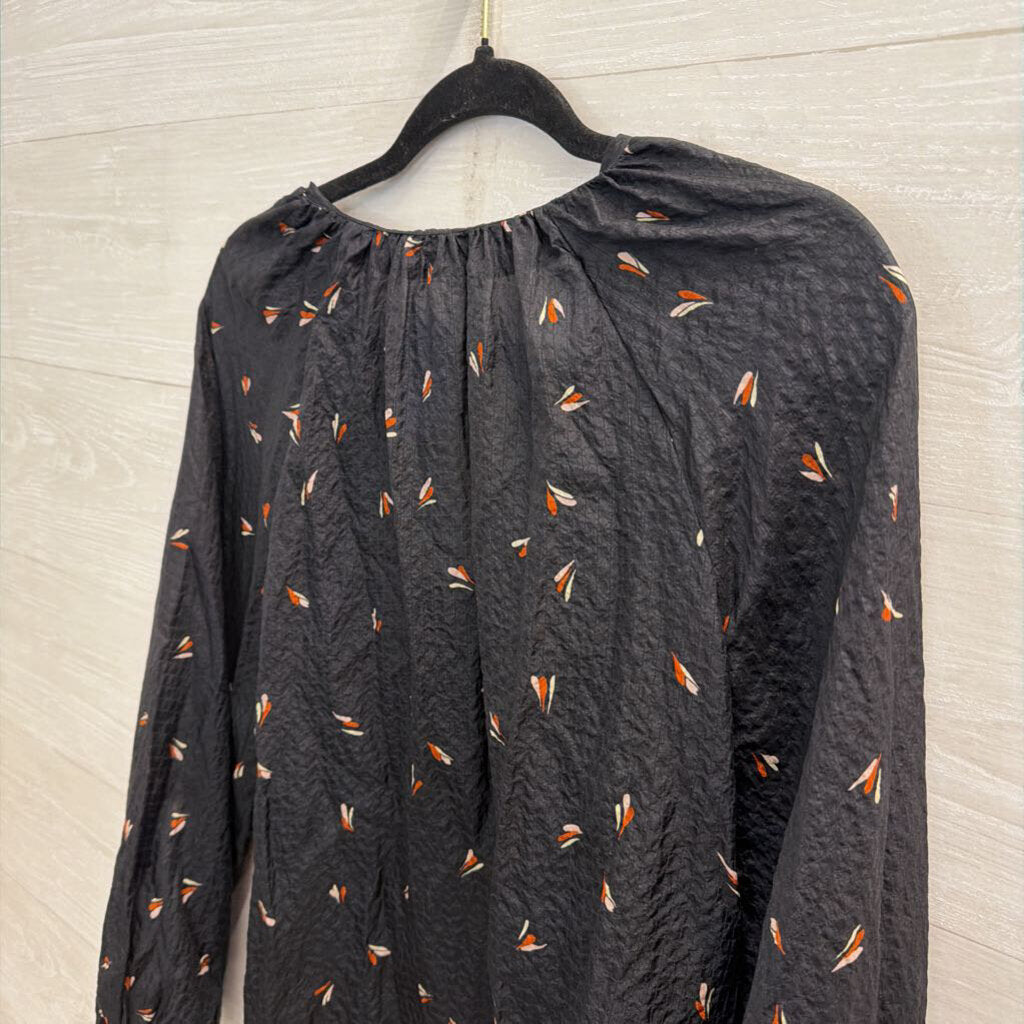 Joie Black Print Textured Long Sleeve Top Extra Small