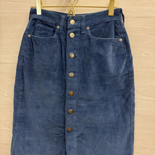 Everlane Blue Corduroy Button Front Midi Skirt 23