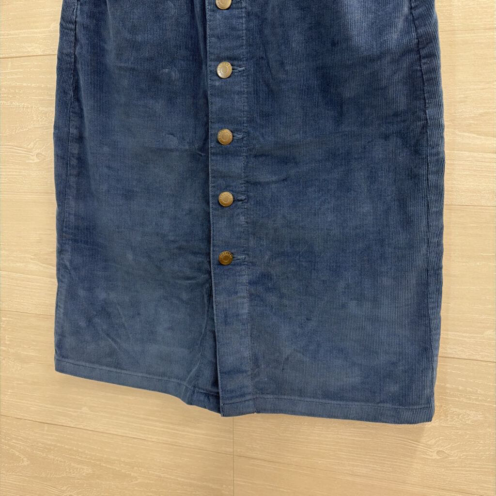 Everlane Blue Corduroy Button Front Midi Skirt 23