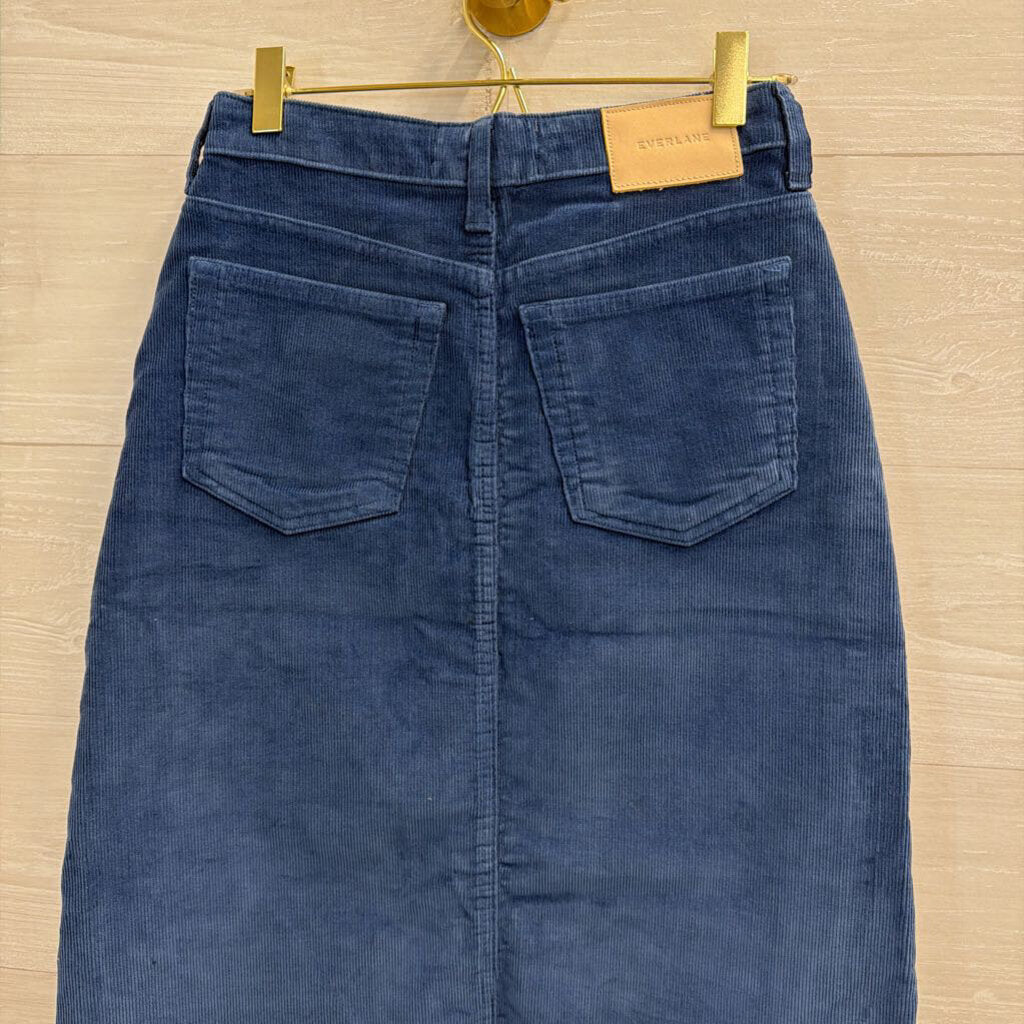 Everlane Blue Corduroy Button Front Midi Skirt 23