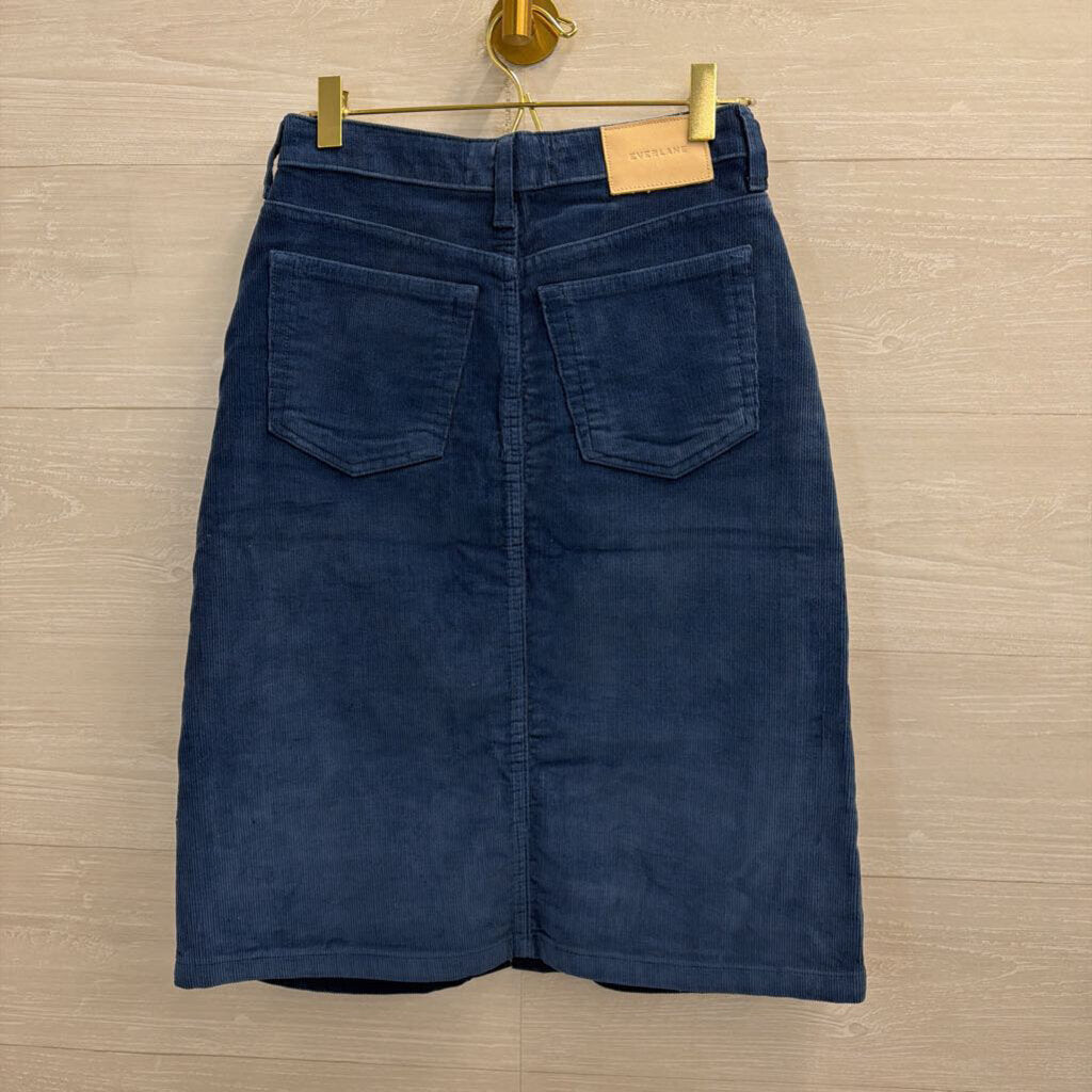 Everlane Blue Corduroy Button Front Midi Skirt 23