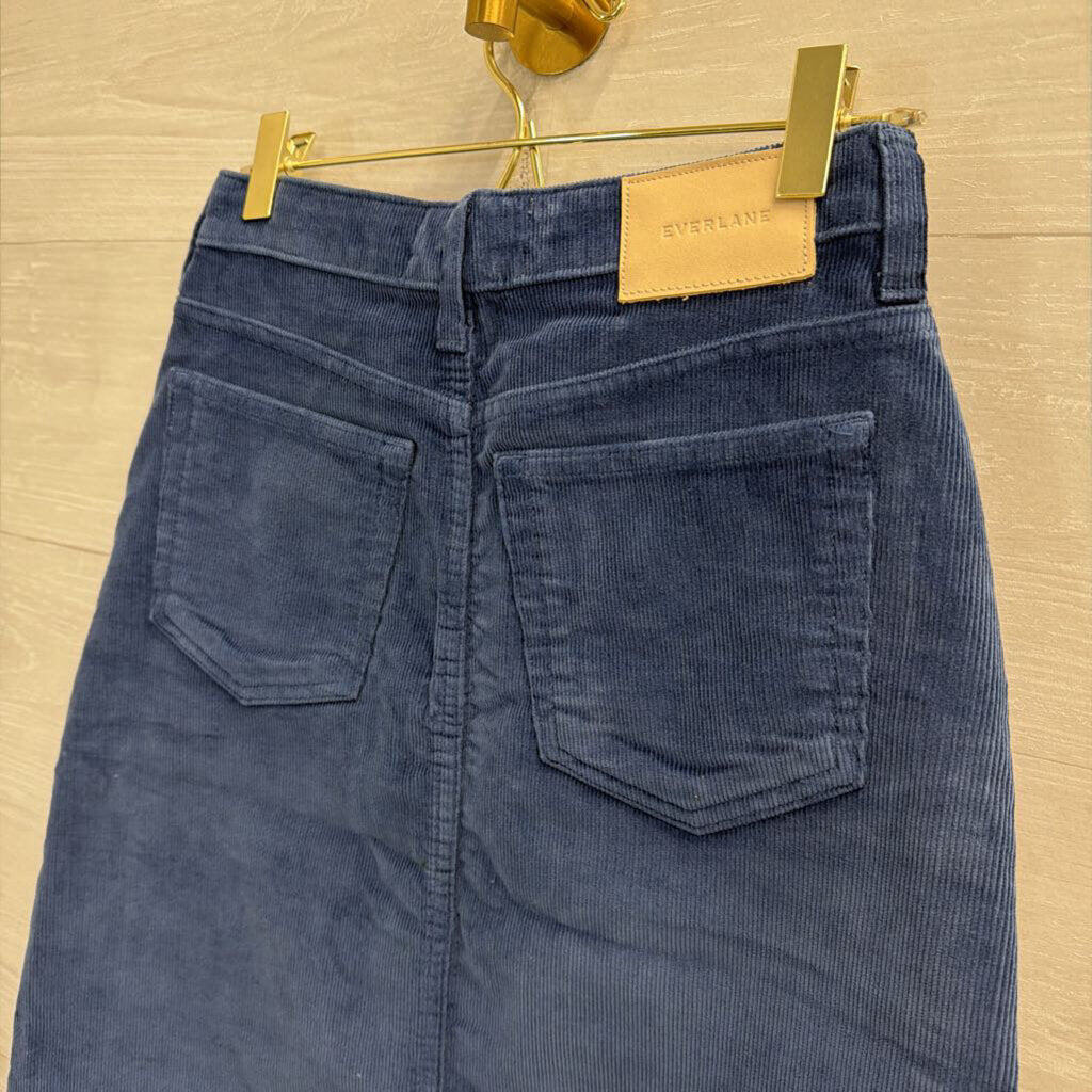 Everlane Blue Corduroy Button Front Midi Skirt 23