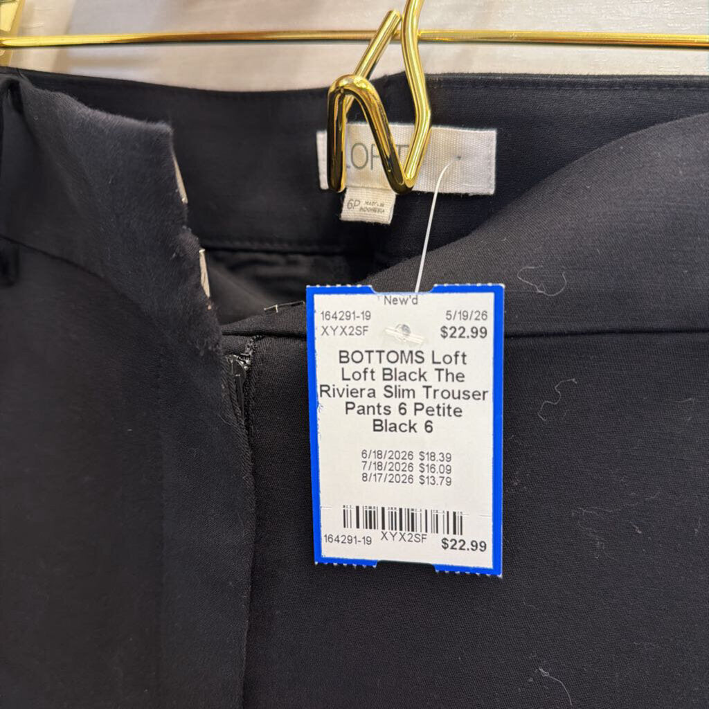 Loft Black The Riviera Slim Trouser Pants 6 Petite