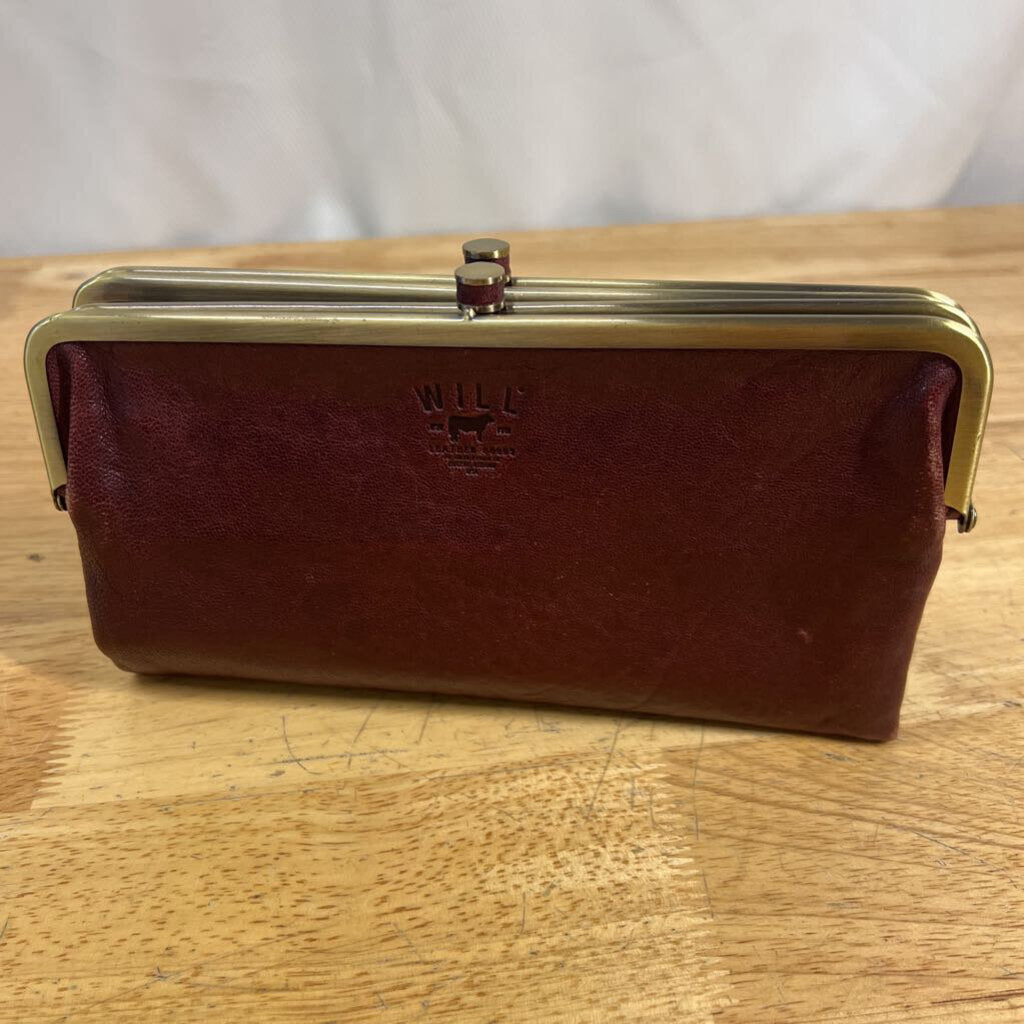 Will Leather Goods Burgundy Leather Double Frame Wallet