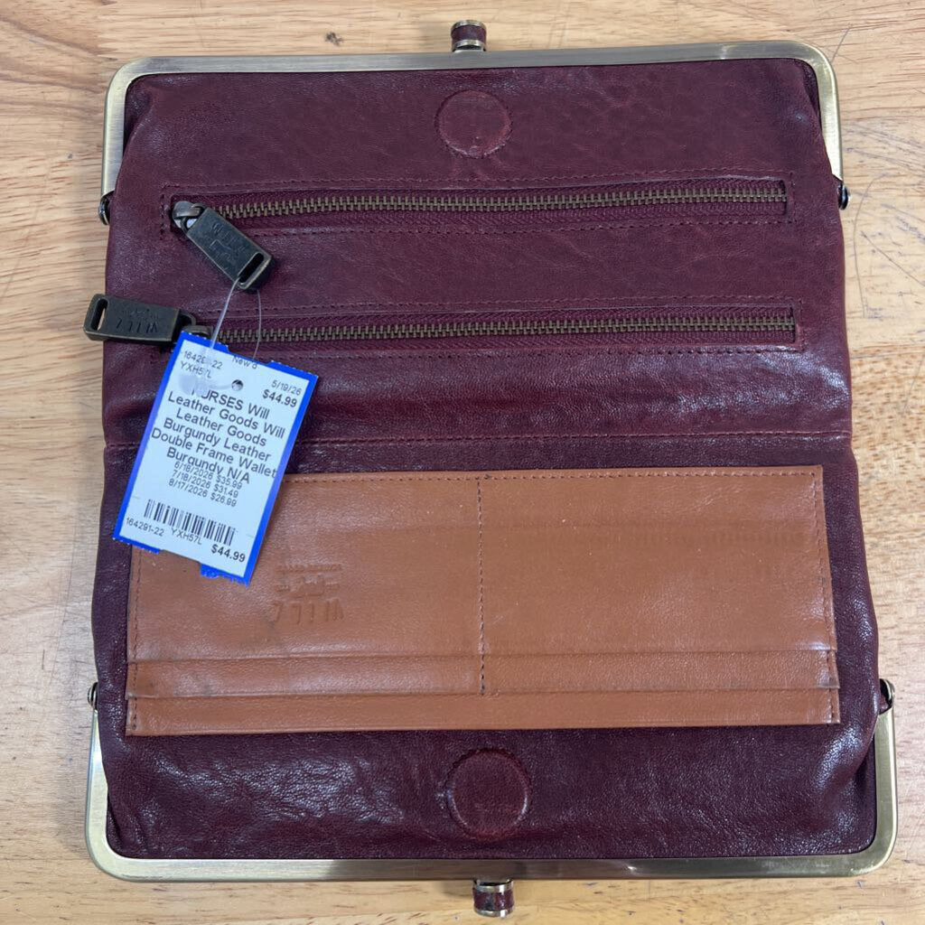 Will Leather Goods Burgundy Leather Double Frame Wallet