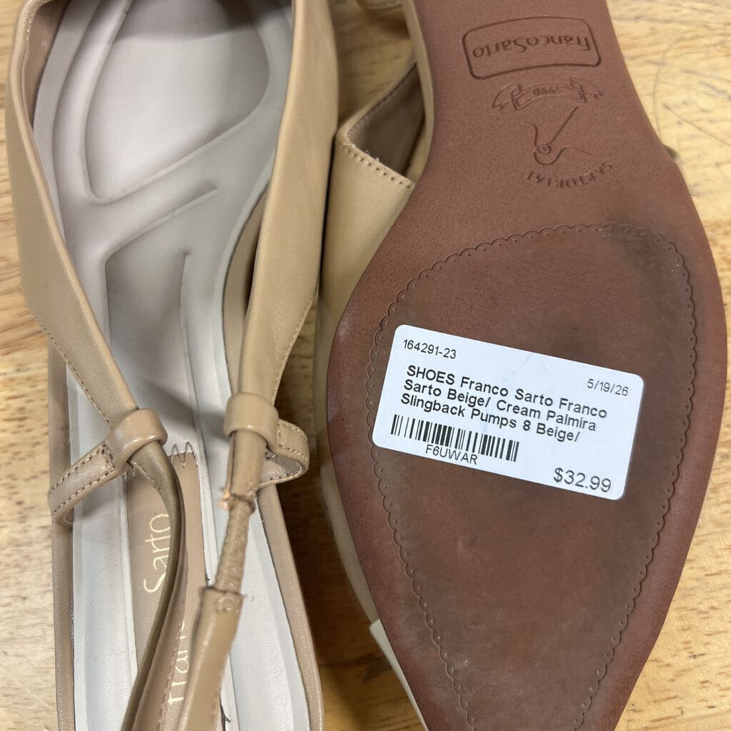 Franco Sarto Beige/ Cream Palmira Slingback Pumps 8