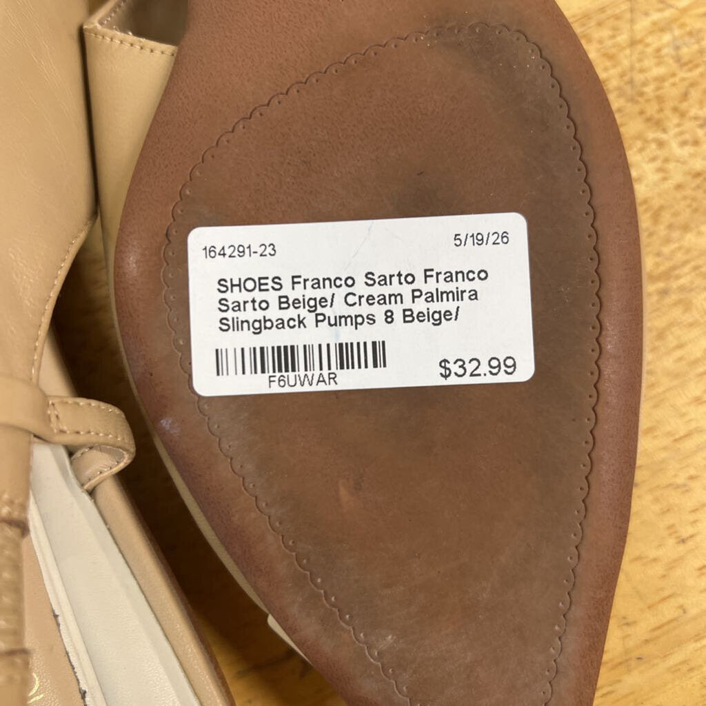 Franco Sarto Beige/ Cream Palmira Slingback Pumps 8