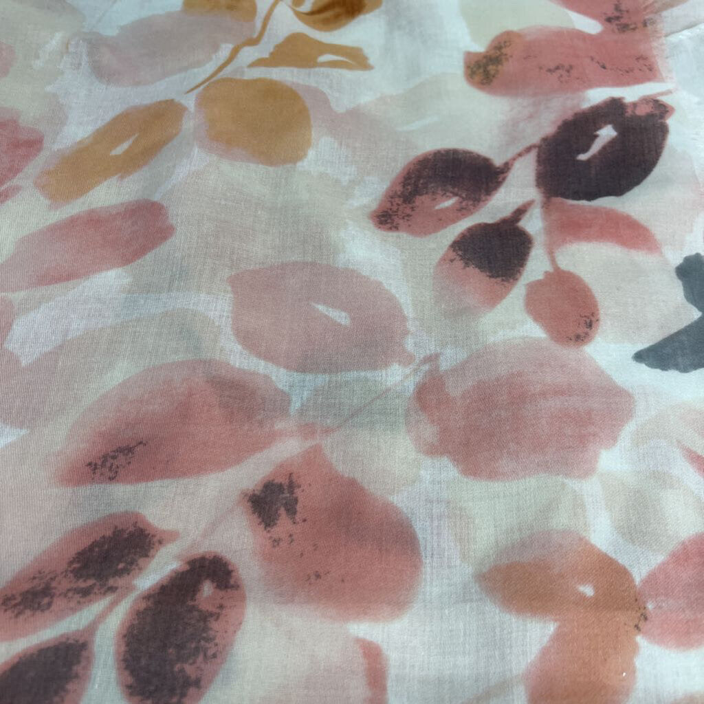 White/ Pink Floral Print Lightweight Scarf