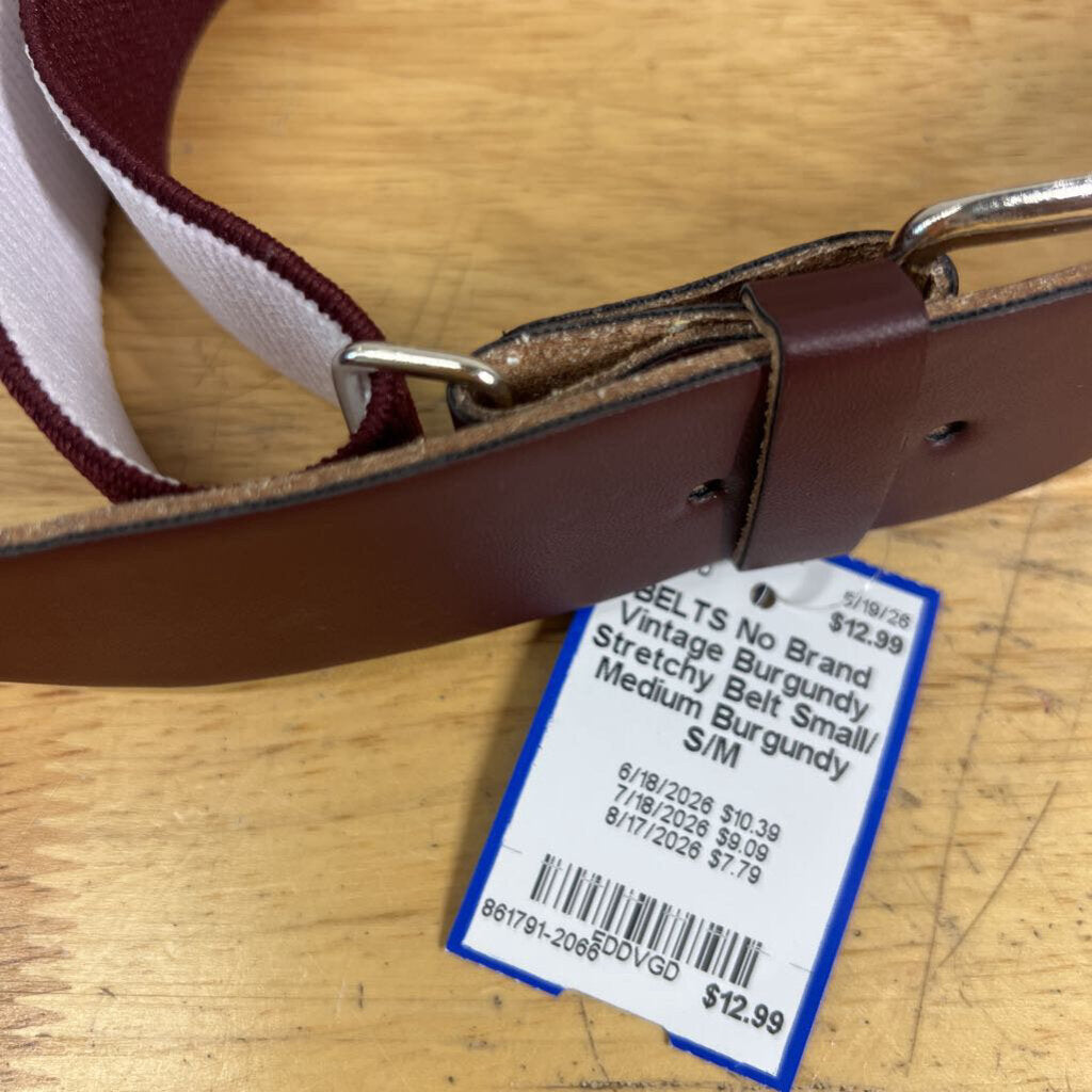 Vintage Burgundy Stretchy Belt Small/ Medium