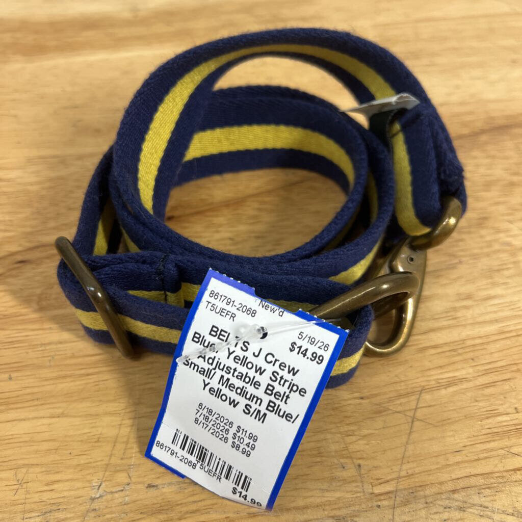 Blue/ Yellow Stripe Adjustable Belt Small/ Medium