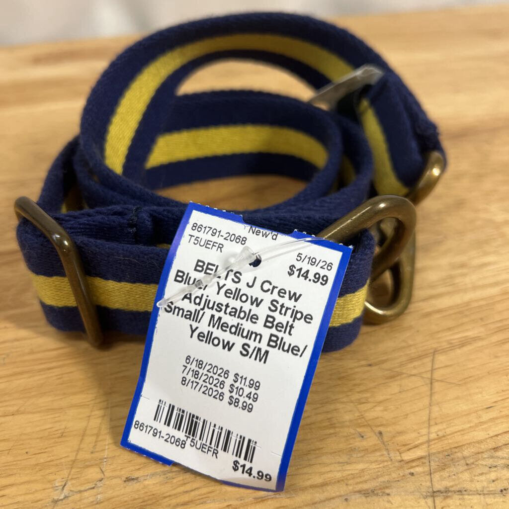 Blue/ Yellow Stripe Adjustable Belt Small/ Medium